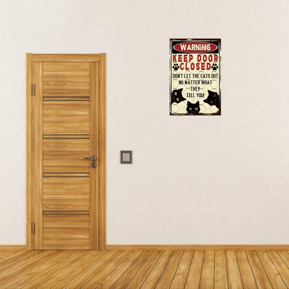 Funny Black Cat Warning Metal Sign 8x12 Inch Wall Decor G618