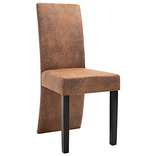 Dining Chairs PU Leather Kitchen Chair with Solid Wood Legs Brown 4 pcs G4050