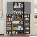 HOME BI 64" Kitchen Pantry Cabinet, Tall Freestanding Pantry Storage Cabinet, Food Pantry Cabinets with Doors and Shelves for Home Kitchen, Dining Room, Living Room, Gray.