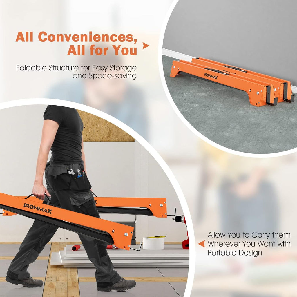 IRONMAX Saw Horses 2 Pack Folding, Heavy Duty 2644 LBS Capacity with Detachable Hooks D514824