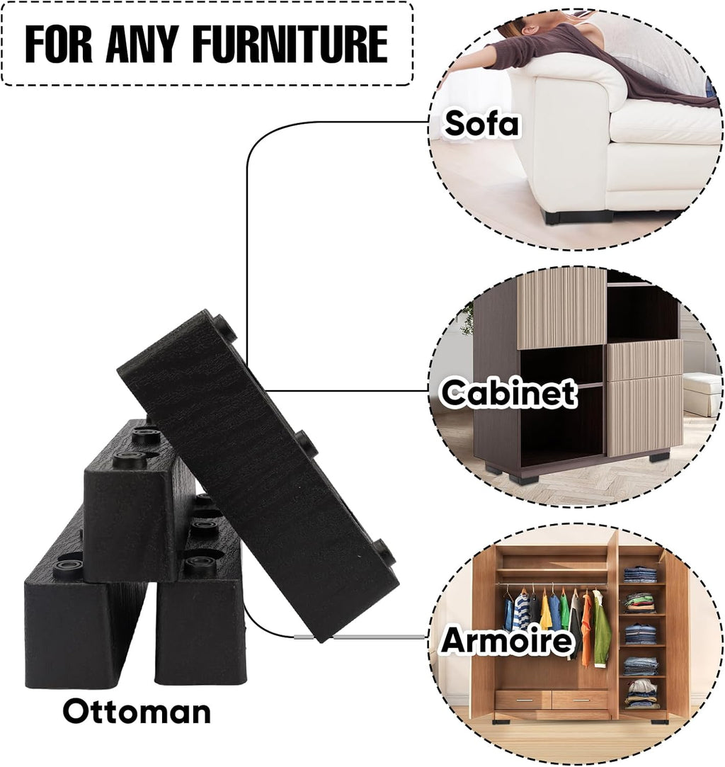 Set of 16 Furniture Legs Kit, 4.7 Inch Modern DIY Risers with Screws I184546