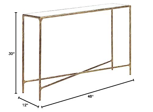 SAFAVIEH Couture Home Collection Jessa Silver Metal Tempered Glass Rectangle Console Table V220
