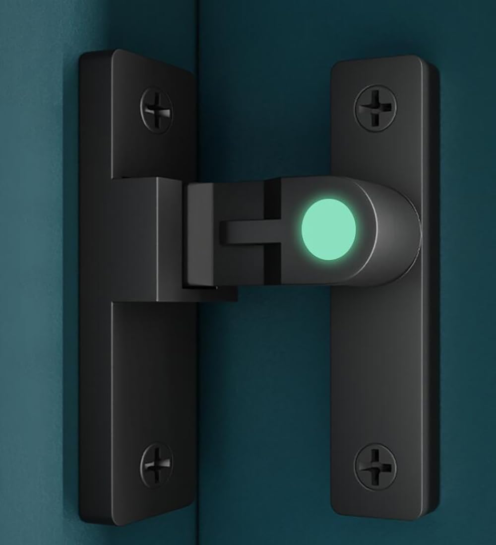 90 Degree Barn Door Lock Latch Glow Black Zinc Alloy I42573