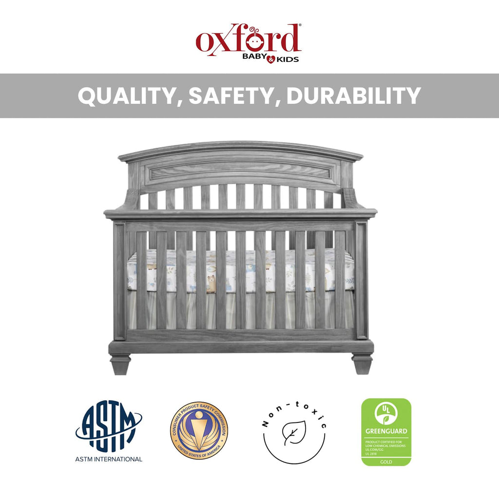 Oxford Baby Richmond 4 in 1 Convertible Crib, Brushed Gray U5088