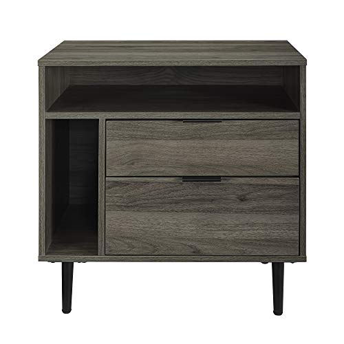 Walker Edison Modern Wood Nightstand with Drawer and Shelf, 25 Inch, Slate Grey V68603