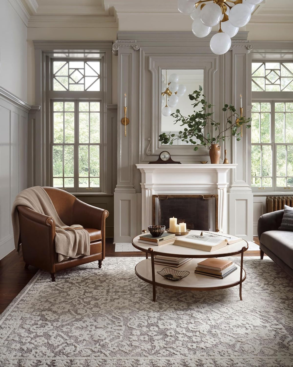 Loloi Magnolia Home by Joanna Gaines Gigi Collection GIG-01 Grey/Ivory 5'-3" x 7'-6" Area Rug