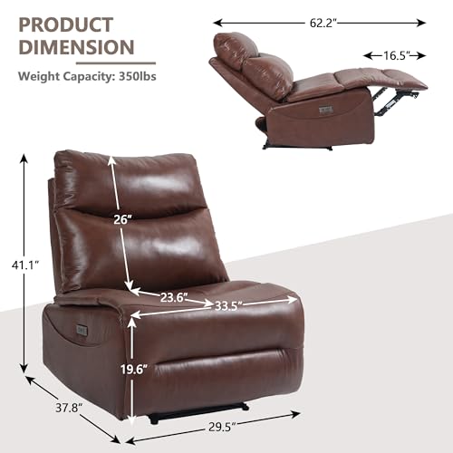 Genuine Leather Electric Power Recliner Chair with USB Ports X458