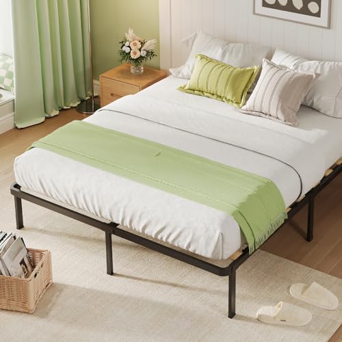 Foldable Metal Bed Frame Twin Size with Underbed Storage Black V497
