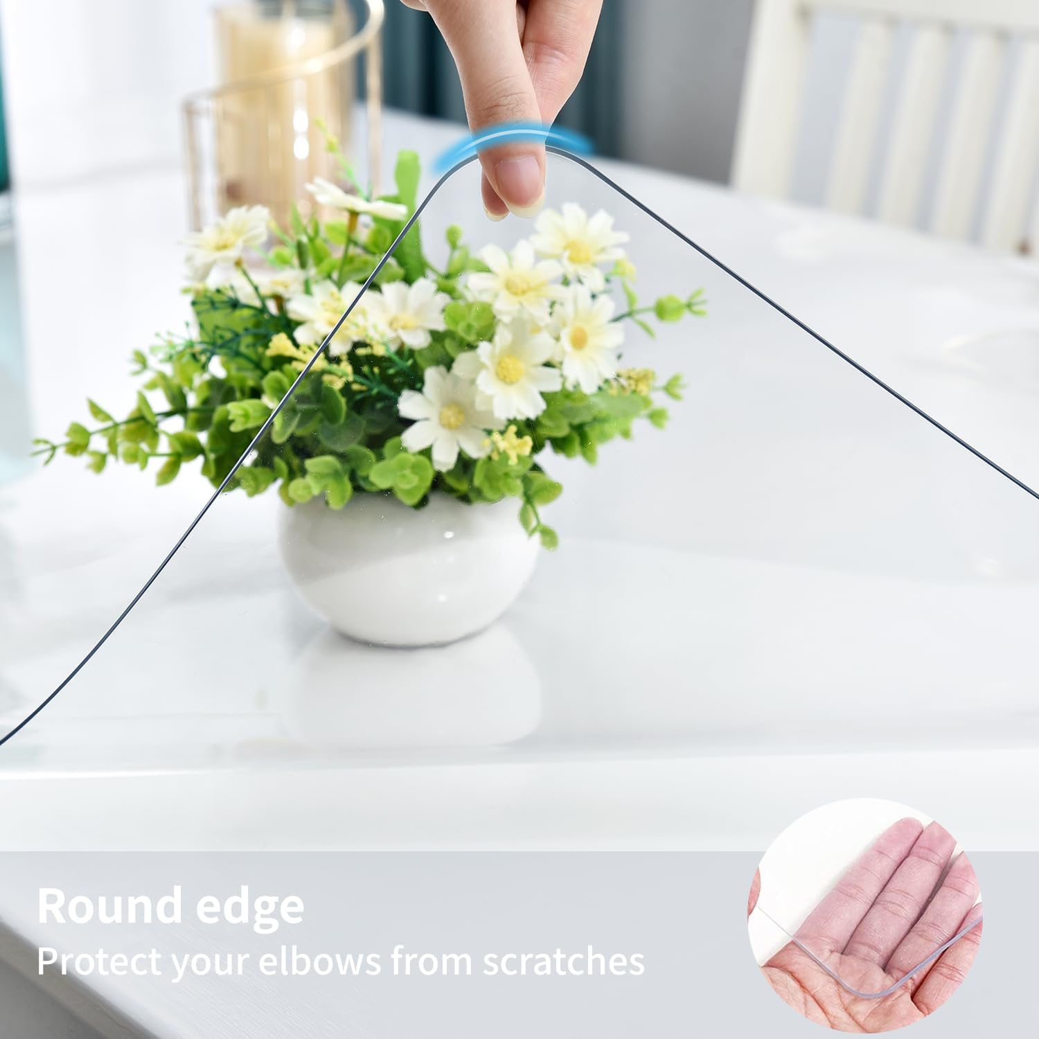 Clear Desk Mat Non-Slip PVC Desk Protector with Round Edge, 47.2"x23.6" U877881