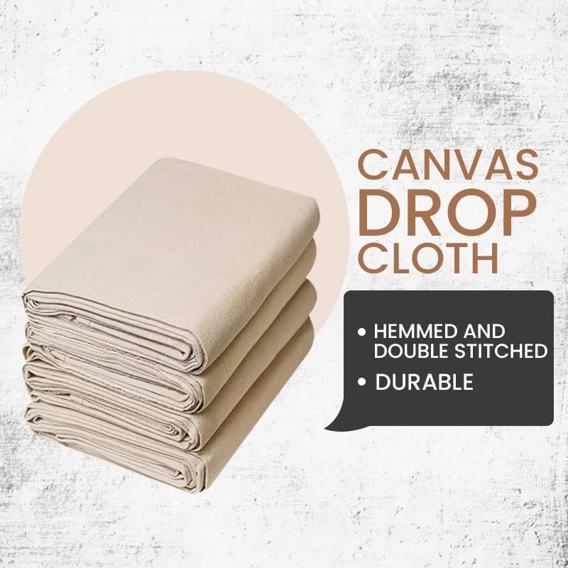 Canvas Drop Cloth for Painting 20 x 20 Feet, Pure Cotton, Double Stitched Edges I122920