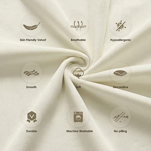 Homelike Moment Throw Pillow Covers Pack of 2, 22x22 White Velvet with Invisible Zipper J564576
