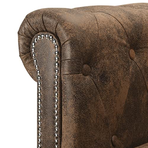 L-shaped Chesterfield Sectional Sofa Brown I496