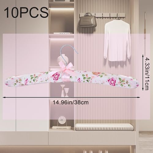 Padded Hangers with Floral Design, 10 Pack for Wedding Dresses and Clothes M5955