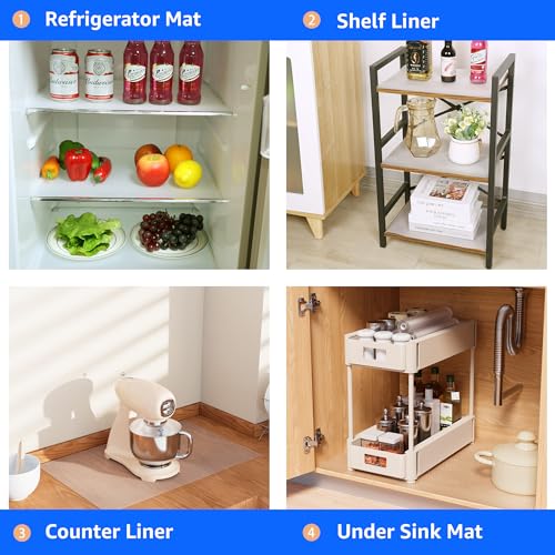 PABUSIOR Clear Shelf Liners for Cabinets, 11 Inch Wide, Non-Adhesive X996779