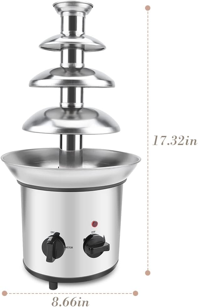 4 Tier Chocolate Fondue Fountain Electric Stainless Warmer H1607
