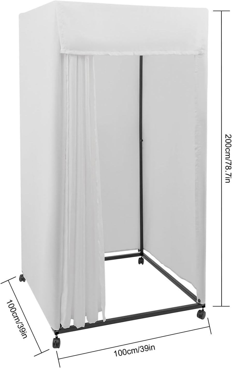 Portable Dressing Room Frame with 4 Wheels, 88.18 lbs Capacity, White C821