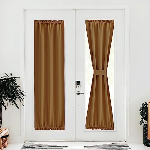 NICETOWN Door Blinds for Living Room Window, Privacy Room Darkening French Door Curtains for Kitchen Patio Door Sidelight Door Curtains with Tieback, 25" W x 64" L, 1 Piece, Greyish White
