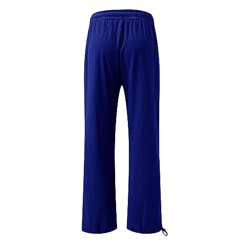 Women Linen Wide Leg High Waist Palazzo Pants L1687