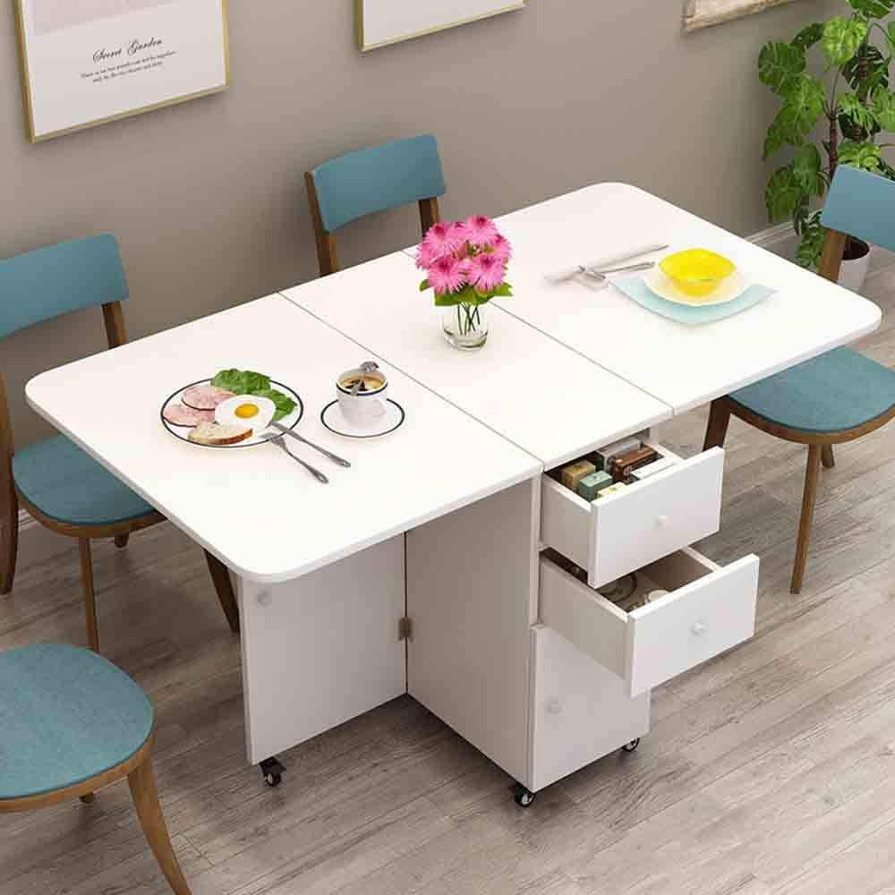 MaGiLL Drop Leaf Kitchen Table with Round Edge and Drawer O75938