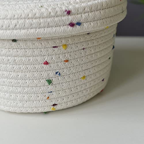 Cotton Rope Storage Basket with Lid for Home Organizing (18x12cm) G101