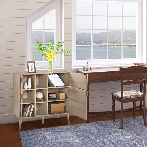 Storage Cabinet with 4 Doors and 3 Open Shelves E850554