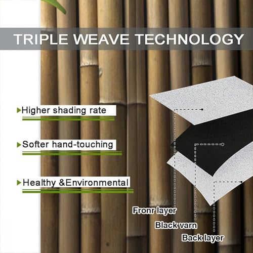 Bamboo Curtains Blackout Window Drapes for Bedroom Living Room 52"W x 84"L X100905