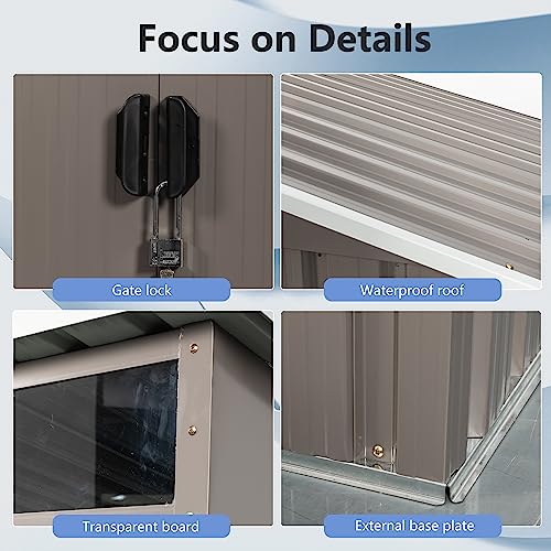 6FT x 5FT Metal Storage Shed with Lockable Door, Waterproof Roof, Gray F429740