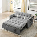 Velvet Sleeper Sofa 54" Convertible Sofa Recliner Bed 3-in-1, 3-Position Adjustable Backrest, Two Side Pockets, 2 Pillows for Living Room, Apartment, Black