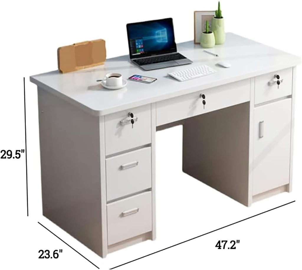 Wooden Writing Desk with Drawers for Home Office, Gray Y929490