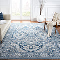 SAFAVIEH Belmont Collection Area Rug - 5'5" x 7'7", Navy & Grey, Oriental Design, Non-Shedding & Easy Care, Ideal for High Traffic Areas in Living Room, Bedroom (BMT134N)