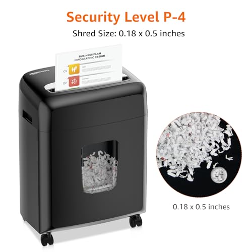Amazon Basics 6 Sheet Micro Cut Paper and Credit Card Shredder, Black O8410