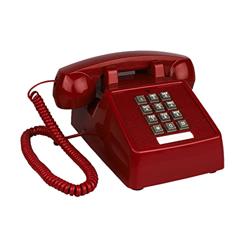 TelPal Landline Phones for Home Office Hotel School Corded Single Line Heavy Desktop Basic Telephone for Seniors Retro Classic Old Fashion Movie Decor Telephones with Loud Metal Bell Ringer (Ivory)