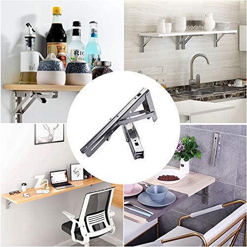 Storystore Folding Shelf Brackets Heavy Duty Stainless Steel for Bench Table B68805