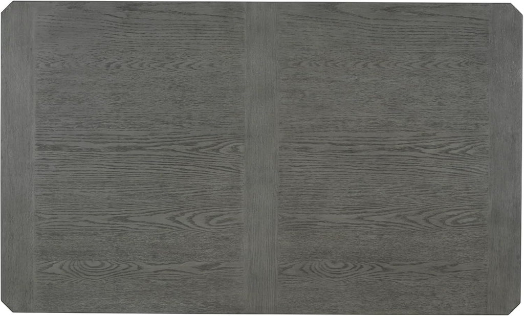 Retro 6-Piece Dining Table Set with 4 Upholstered Chairs and Bench, Solid Wood, Dark Gray Y1797