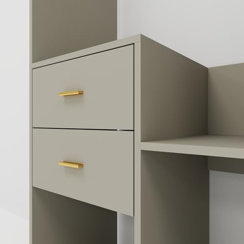 Wooden Wall Mount Closet System with 4 Drawers and Shelves, 63"W Y634