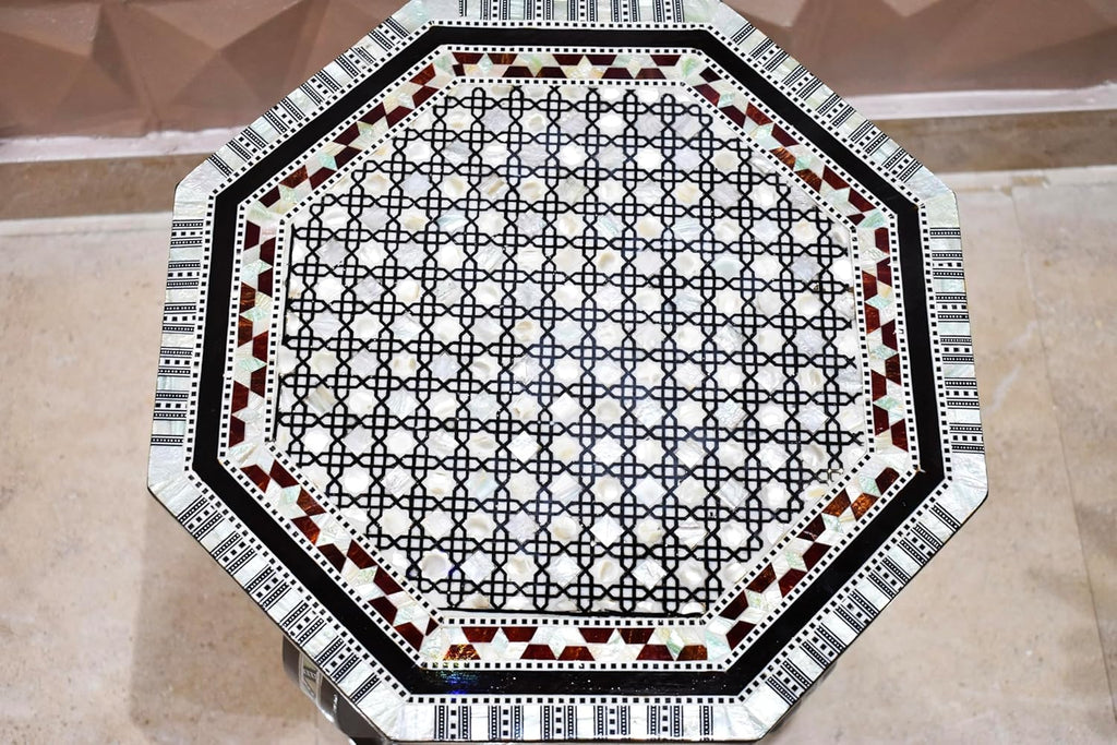Mother of Pearl Moroccan Wood Octagonal Coffee Table V998