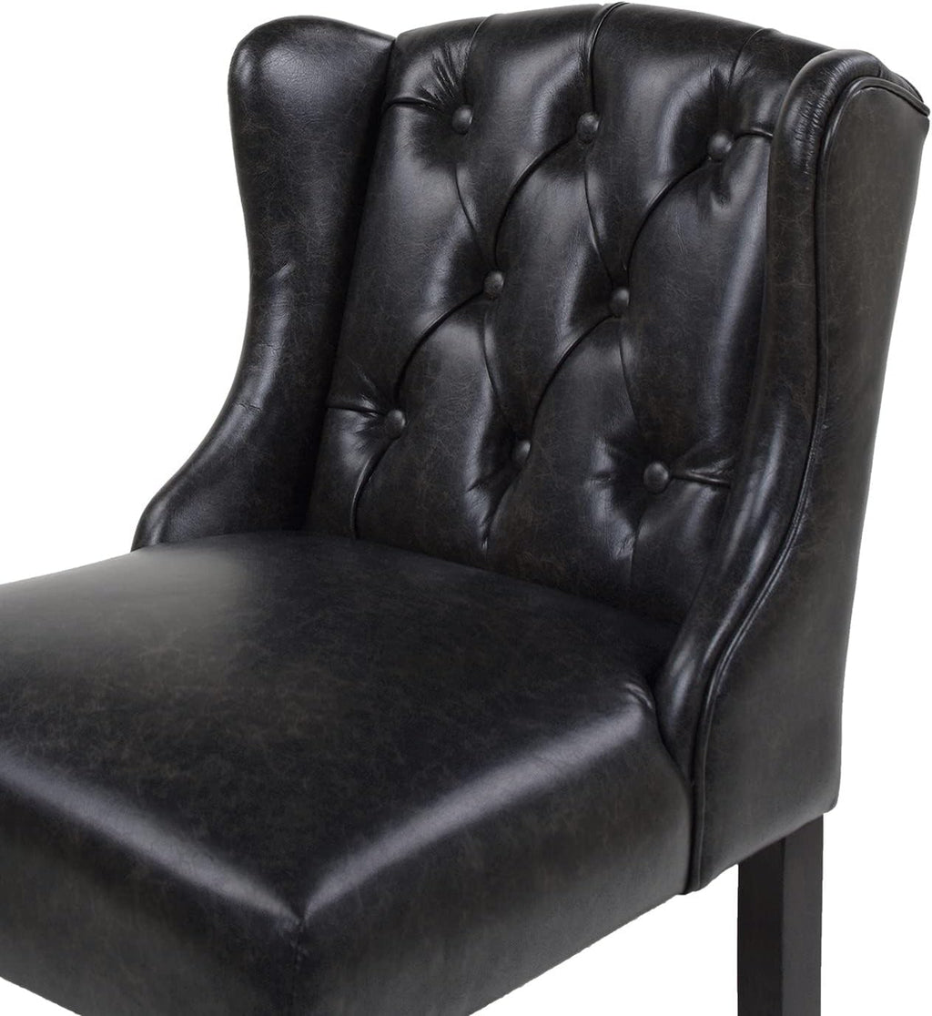 Jennifer Taylor Home Richmond 26" Armless Wingback Tufted Counter Height Bar Stool, Faux Leather W6950