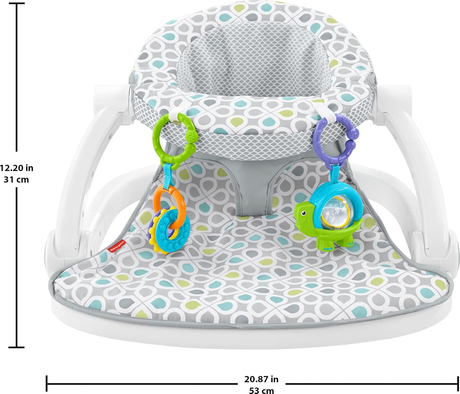 Fisher-Price Portable Baby Chair Sit-Me-Up Floor Seat with Developmental Toys, Honeydew Drop D976