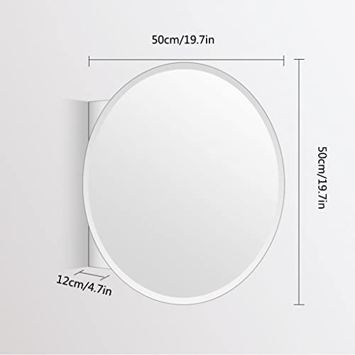 White Round Bathroom Mirror Cabinet with Storage, 63x12x63cm F498
