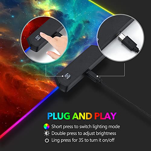 AIMSA RGB Gaming Mouse Pad Large, Extended Desk Mat, Non-Slip Waterproof E140