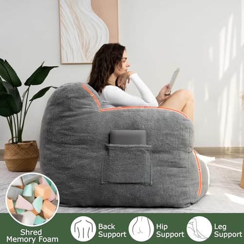 HIGOGOGO Giant Bean Bag Chair for Adults with Pocket Armrests T15660