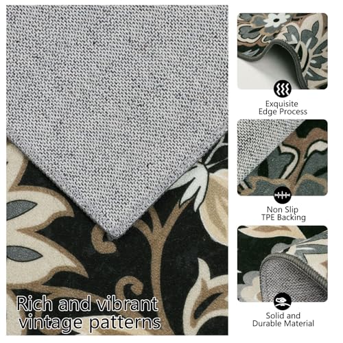 Homcomoda Kitchen Mats 3 Piece Set Non Slip Washable Floral Floor Mats G9404