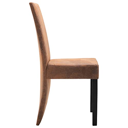 Dining Chairs PU Leather Kitchen Chair with Solid Wood Legs Brown 4 pcs G4050