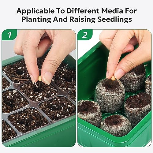 MIXC 10 Packs Seed Starter Tray with Humidity Dome, 120 Cells Plant Germination Kit I98172