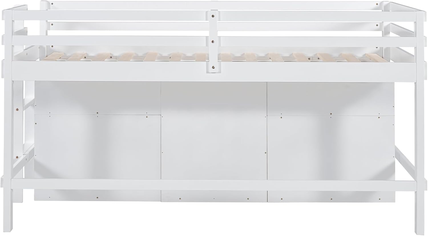 Twin Size Kids Loft Bed with Storage, Wooden Frame with Drawers and Ladder, White Q147