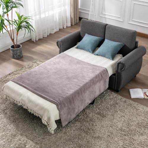 Pull Out Sofa Bed Couch with Twin Memory Foam Mattress, Gray S15049