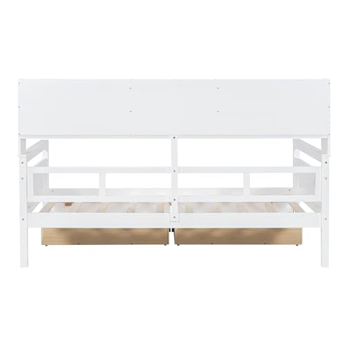 WADRI Twin Size Daybed with Bedside Shelf and 2 Storage Drawers, Wood Frame, Gray P301964