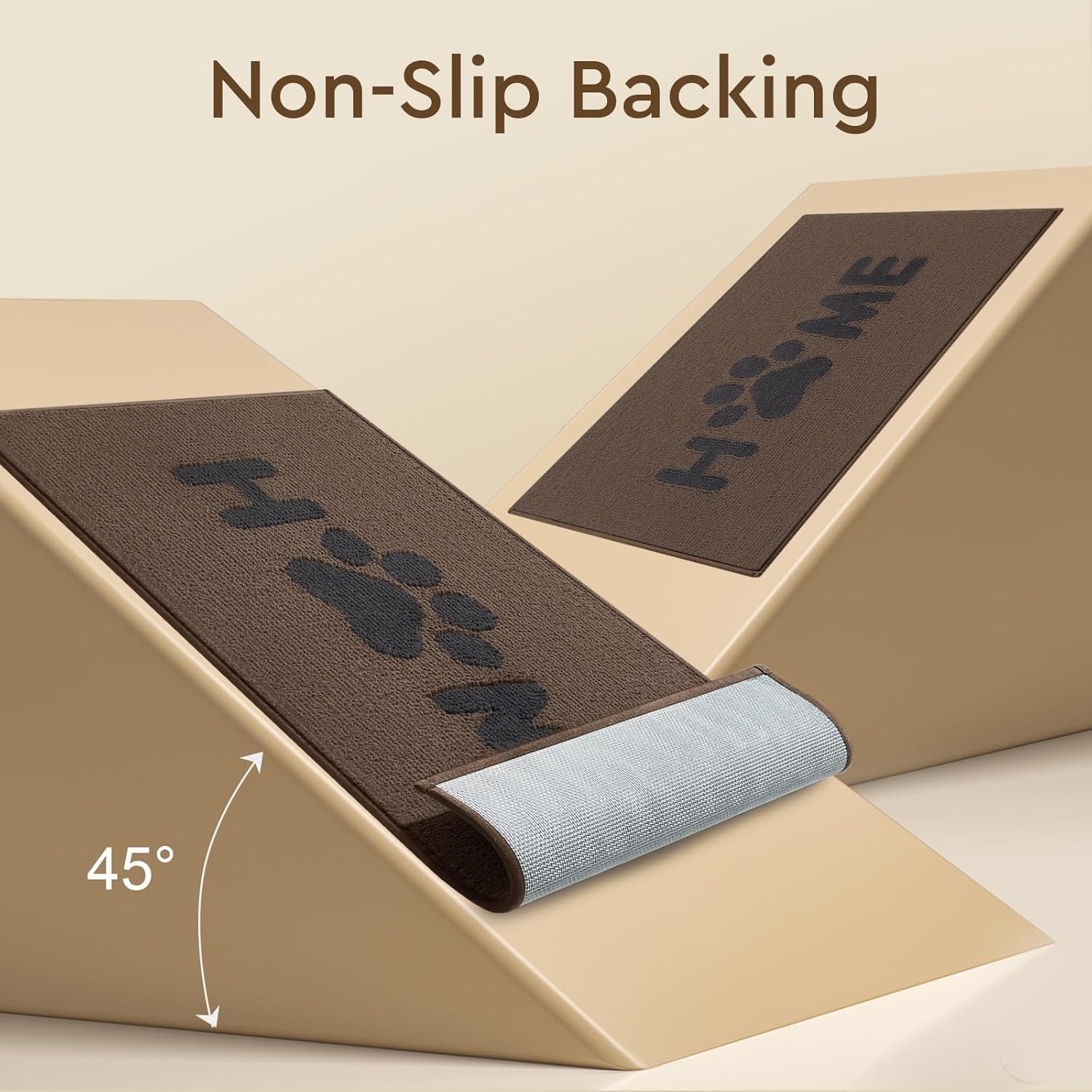 Door Mat Indoor Non Slip Absorbent Entryway Rug 20"x32" Brown L864