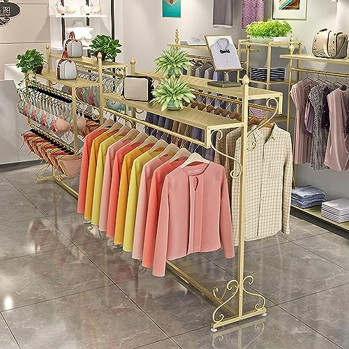 Heavy Duty Gold Clothing Rack for Boutique, Floor-Standing Garment Rack P43791