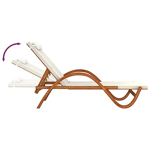 Sun Lounger with Pillow White Textilene and Solid Wood Poplar F8935